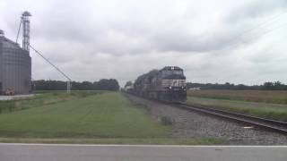 NS E49 Two C44-9Ws & an SD70M-2 with two USMC Tanks on the Head Rolling East