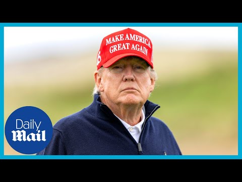 ‘swing look good? ’ donald trump jokes with journalists at golf course in scotland