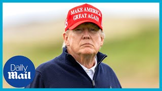 ‘Swing look good?’ Donald Trump jokes with journalists at golf course in Scotland