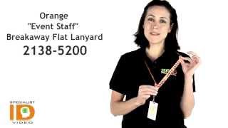 Orange "Event Staff" Breakaway Flat Lanyard 2138-5200 by Specialist ID