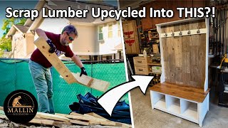 Upcycled Entryway Hall Tree | Built from Framing Lumber, Reclaimed Colorado Barnwood, & Local Oak!