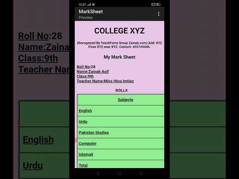 Sample of marksheet using html and JavaScript