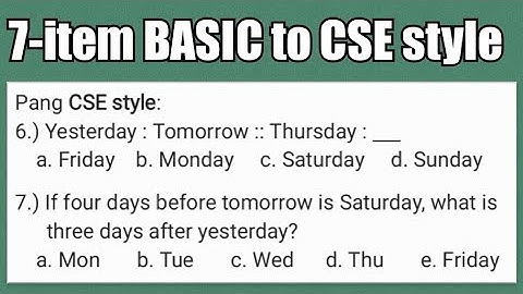 7-item Logical Questions from Basic to CSE Style | Yesterday Today Tomorrow | Word Analogy