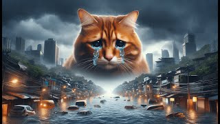 The cat's gf's marriage is so crying that the city is flooding #aicat #kitten #bigcat #animation #ai