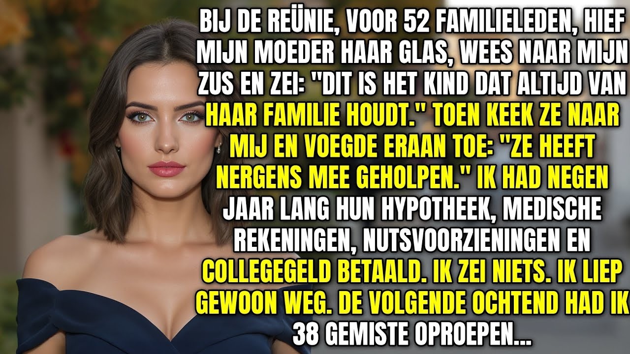 Neggen jaar lang betaalde ik stilletjes de hypotheek van mijn ouders, hun rekeningen, het lesgeld van mijn zus – meer dan 148 duizend euro. Op de familiereünie stond mijn moeder op, hief haar glas...