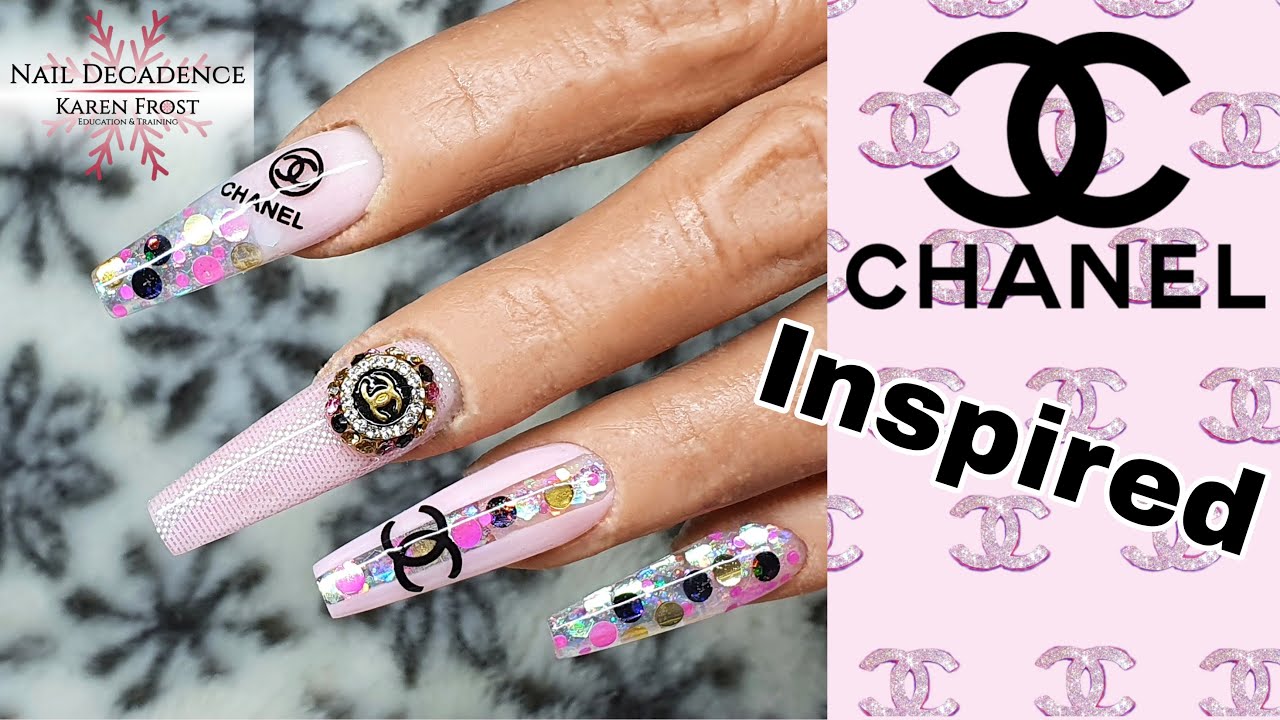 CHANEL Inspired Nail Art Houndstooth  Tweed Elegant French Design Aprés  Gel X self nail ASMR  YouTube