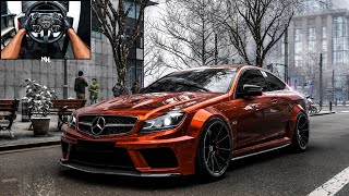 Mercedes C63 AMG Winter Drive! 🥶 Steering Wheel Gameplay | Forza Horizon 5 4K screenshot 3