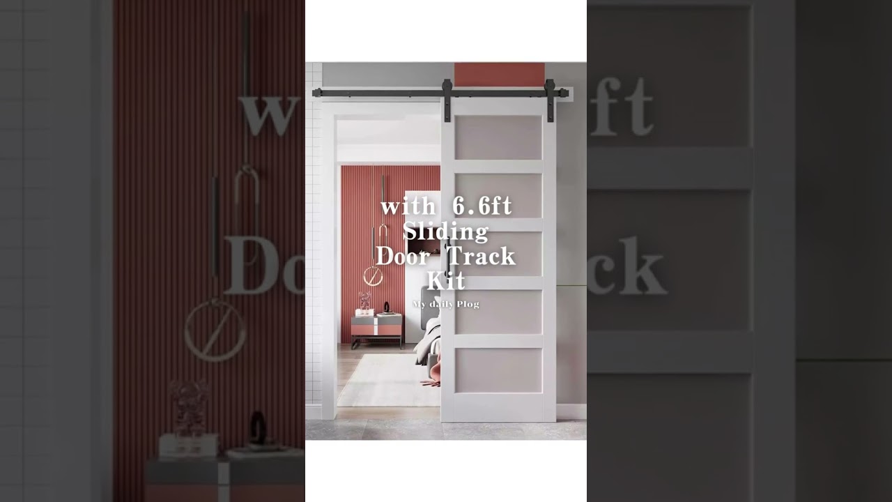 5 glass panel wood barn door, sliding door