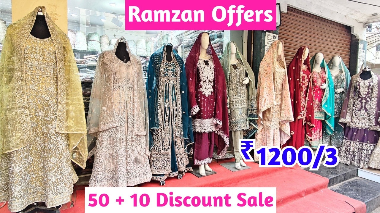 Ramzan Mega Offers 50+10 Discount ₹ 1200/3 Pakistani Suits Bridal Readymades Tolichowki SDS Textiles
