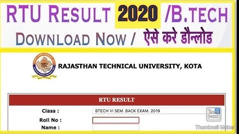 RTU B.TECH RESULTS 2020 OUT/RAJASTHAN TECHNICAL UNIVERSITY RESULTS 2020/RTU B.TECH 2019 RESULTS