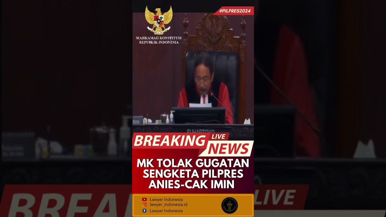 MK TOLAK GUGATAN SENGKETA PILPRES ANIES-CAKAMIEN #sengketapilpres #sidangmk #shorts #aniesbaswedan