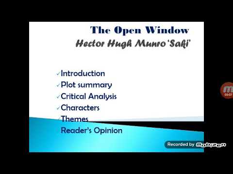 The Open Window || Short story by H.H. Munro SAKI || Introduction, Summary, Analysis, Characters ||