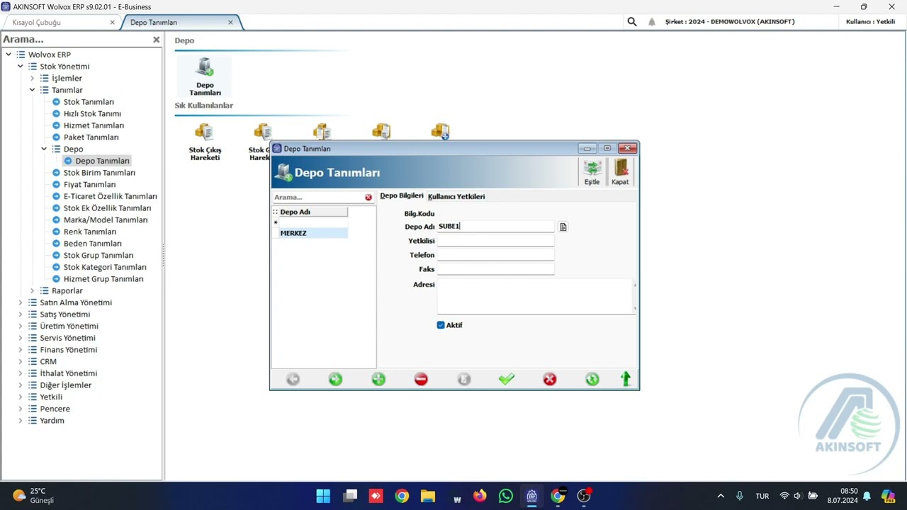 Akınsoft Wolvox 9 da DepoTanımı Nasıl Yapılır?