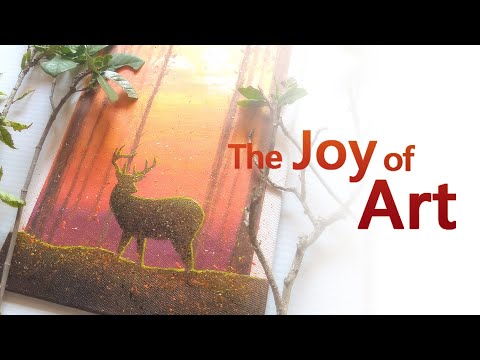 蠟筆畫 / 壓克力畫 / 畫鹿 / 畫黃昏《 DIY Painting # 17》黃昏與鹿《The Joy of Art》