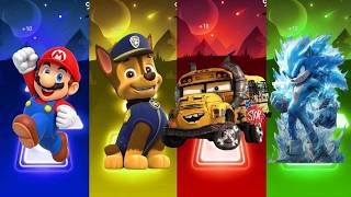 Tiles Hop: Mario vs Chase vs School Bus vs Sonic! 🏃‍♂️💨