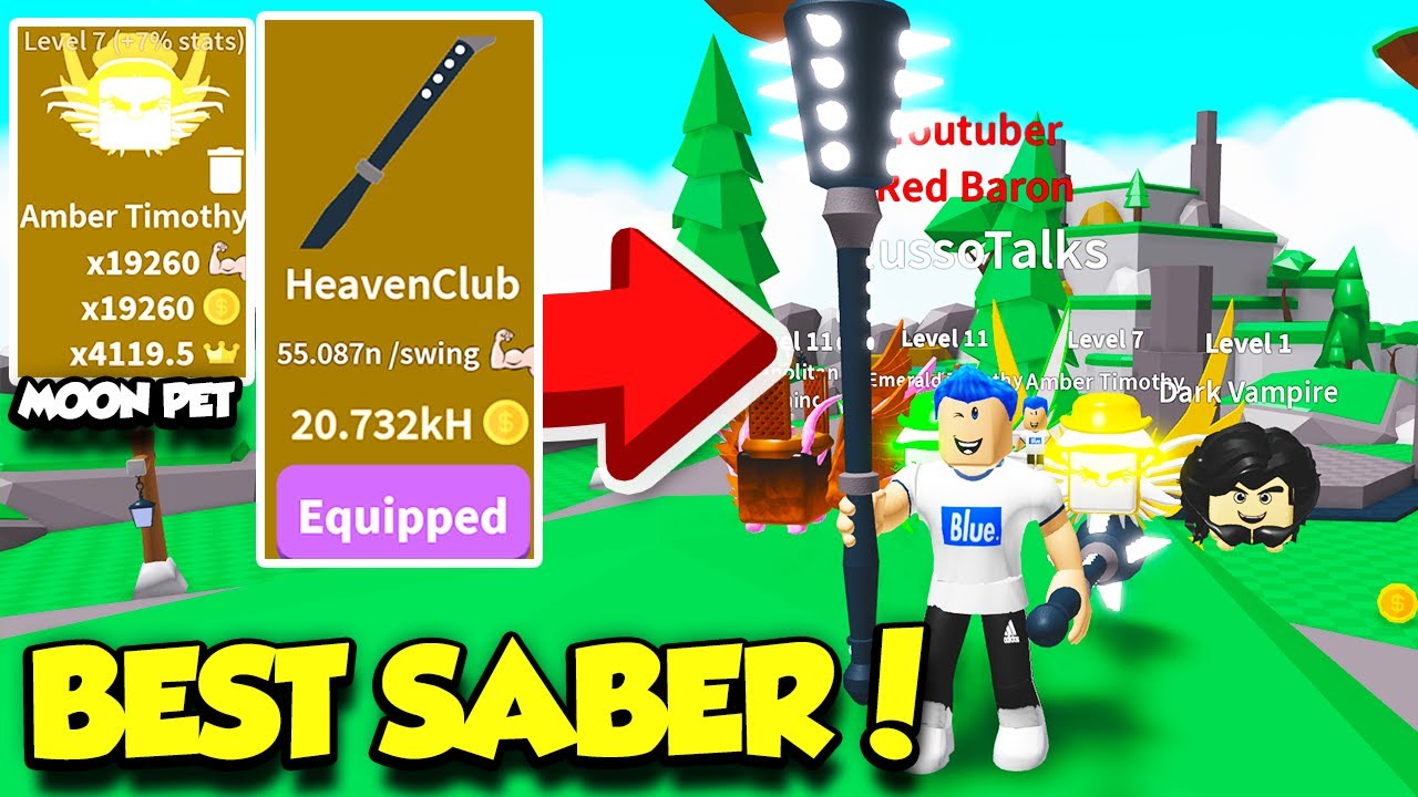 I Got The Most Expensive Saber And The Rarest Moon Pet In Saber Simulator Update Roblox Youtube - gravycatman saber simulator roblox all vids