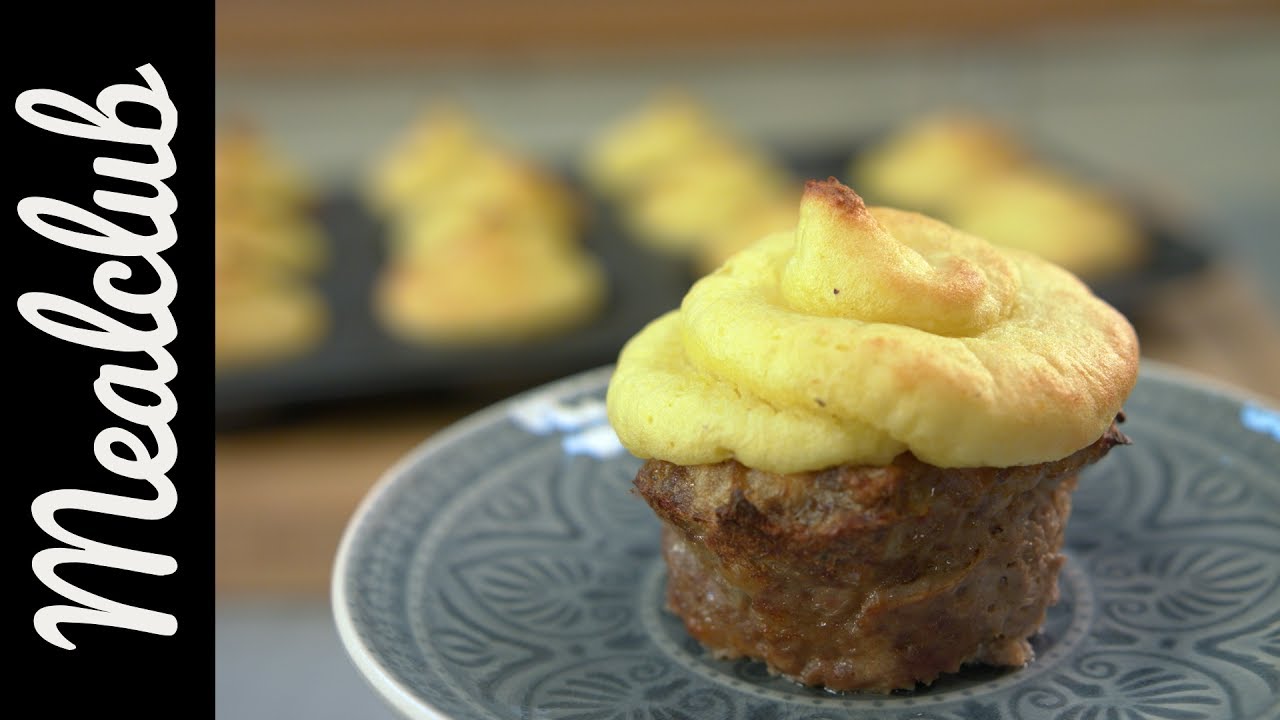 Hackfleisch Muffins mit Kartoffelpüree Haube I MealClub - YouTube