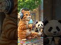 cat and panda ai cartoon