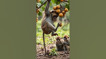 Java macaques forage for fruits among dense rainforest trees.