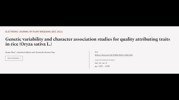 Genetic variability and character association studies for  quality attributing traits... | RTCL.TV