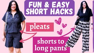 Fun & easy short hacks. Extra pleats & full length. DREAM COME TRUE. Tinley bottoms (Love Notions).