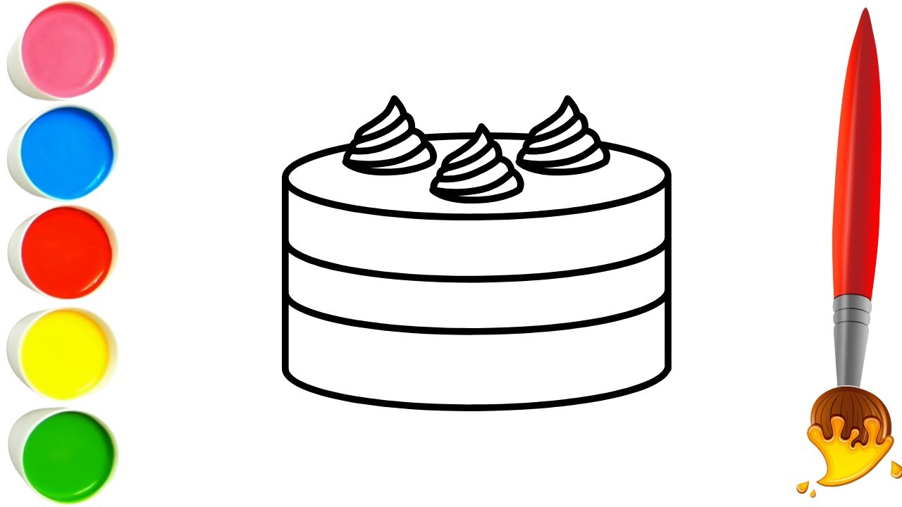 Christmas Cake Drawing Birthday Cake Drawing and colouring for