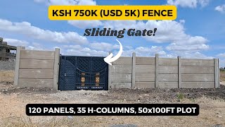 This Sleek 50x100ft Precast Panel Fence Features a Sliding Gate (1/8 acre fence)