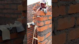 Expert Bricklaying: How to Build a Perfect Brick Wall! 🧱✨ #shorts #construction #masonry #trending