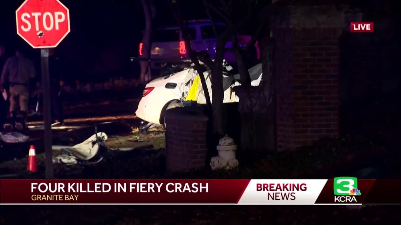 4 killed in Granite Bay after vehicle crashes into tree, catches fire ...
