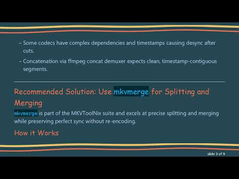 How to Automate ffmpeg Splitting and Merging of Videos While Keeping Audio in Sync