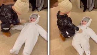 Big Brother Gives Sister Pep Talk Before Snow Day (Adorable Siblings)