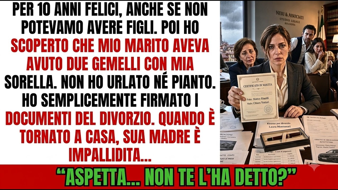 Non ho urlato. Non ho lanciato nulla, non ho alzato la voce. Ero seduta in auto fuori da una clinica pediatrica di Bologna, e guardavo mio marito da dieci anni prendere in braccio due bambini e...