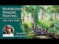 Watercolor landscape painting | Lake Park Walk | Healing Painting [ART JACK]