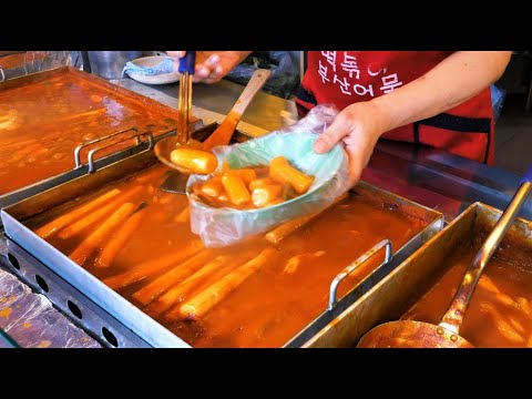 30년이 지난 추억의 왕떡볶이 분식 맛집 (떡볶이, 순대, 튀김, 어묵) 개포동 부산어묵 Tteokbokki, Sundae - Korean Street food