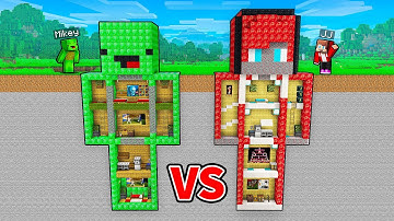 JJ and Mikey: EMERALD vs RUBY Underground Statue Battle in Minecraft - Maizen