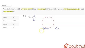A particle moves with uniform speed in a circular path the angle between intantaneous celocity
