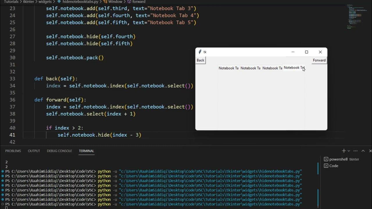 How to hide (or limit) Tkinter Notebook Tabs (ttk) - YouTube