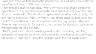 Jokes - A mother and baby camel are talking one day when the baby camel asks, "Mom why have I got th screenshot 4