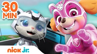 PAW Patrol Mighty Pups Amazing Teamwork Rescues! w/ Cat Pack | 30 Minute Compilation | Nick Jr.