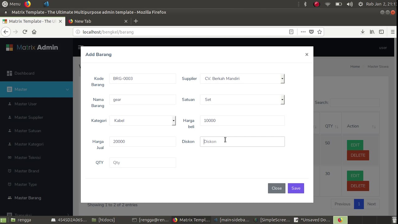 Demo Aplikasi Bengkel dengan HMVC Framework Codeigniter - YouTube