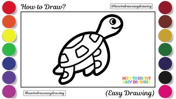 Easy Turtle Drawing for Kids and Toddlers | Learn to Draw a Cute Sea Turtle #art #drawingtutorial