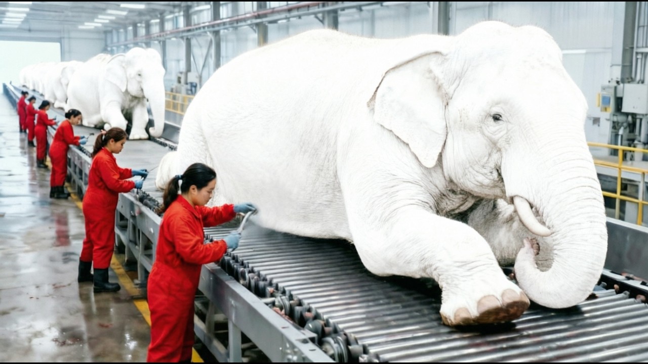 The Albino-Elephant Leather Factory: How Ultra-Rare White Hide Becomes Luxury Material(Full Process)
