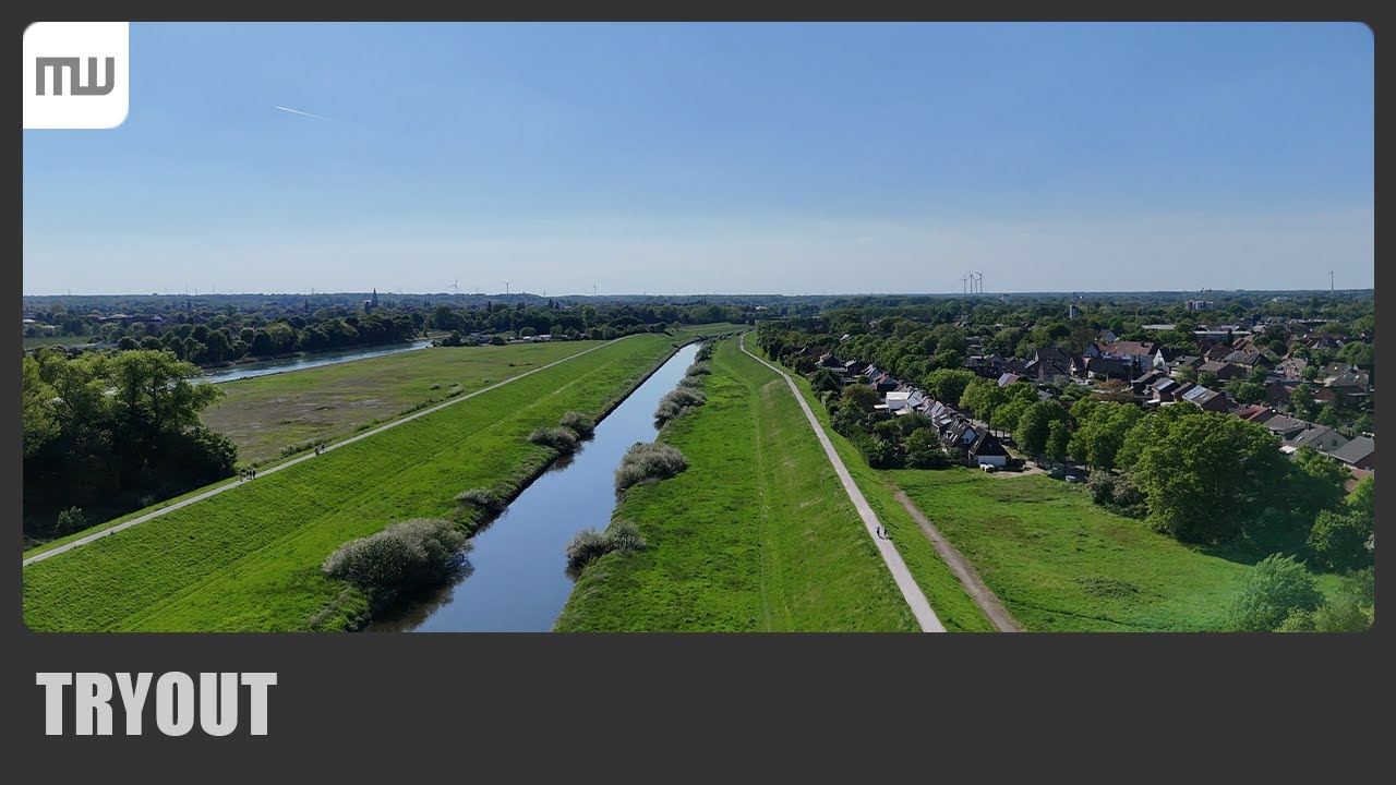 2025 Cycling Along Wesel-Datteln Canal to Lippe River | Split-Screen POV | DJI Osmo Action 5 & 3
