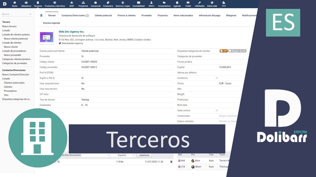 Tutorial 4 - ES - Terceros (prospectos, clientes, proveedores) con Dolibarr ERP CRM