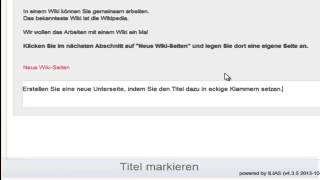 ILIAS AMD - eine neue Wiki Seite anlegen