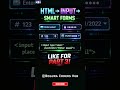 HTML Input Types in 10 Seconds 🤯 | Smart Form Design | How to Start HTML| HTML for Beginners| HTML