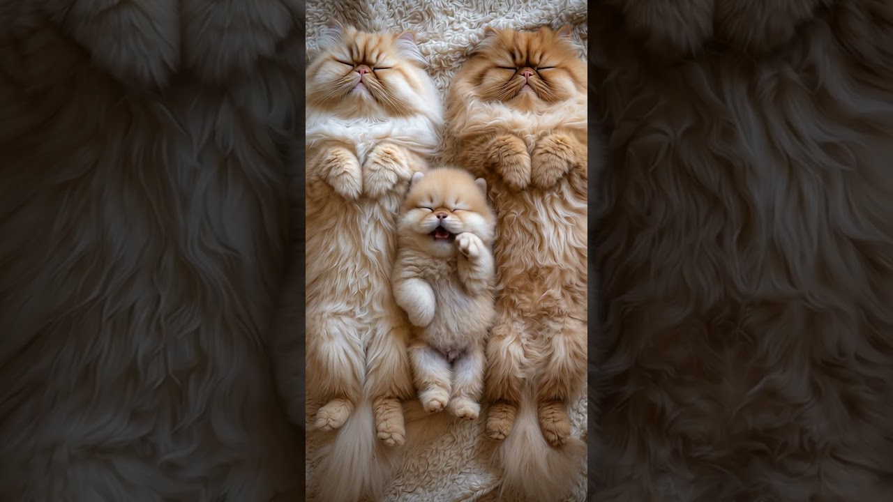 Pure Love in Fur: A Cozy Family Nap 🐾💛