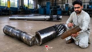Rusty Steel Rod Transformed Into a Giant Gear Shaft ⚙️ Amazing Workshop Skills 🔥
