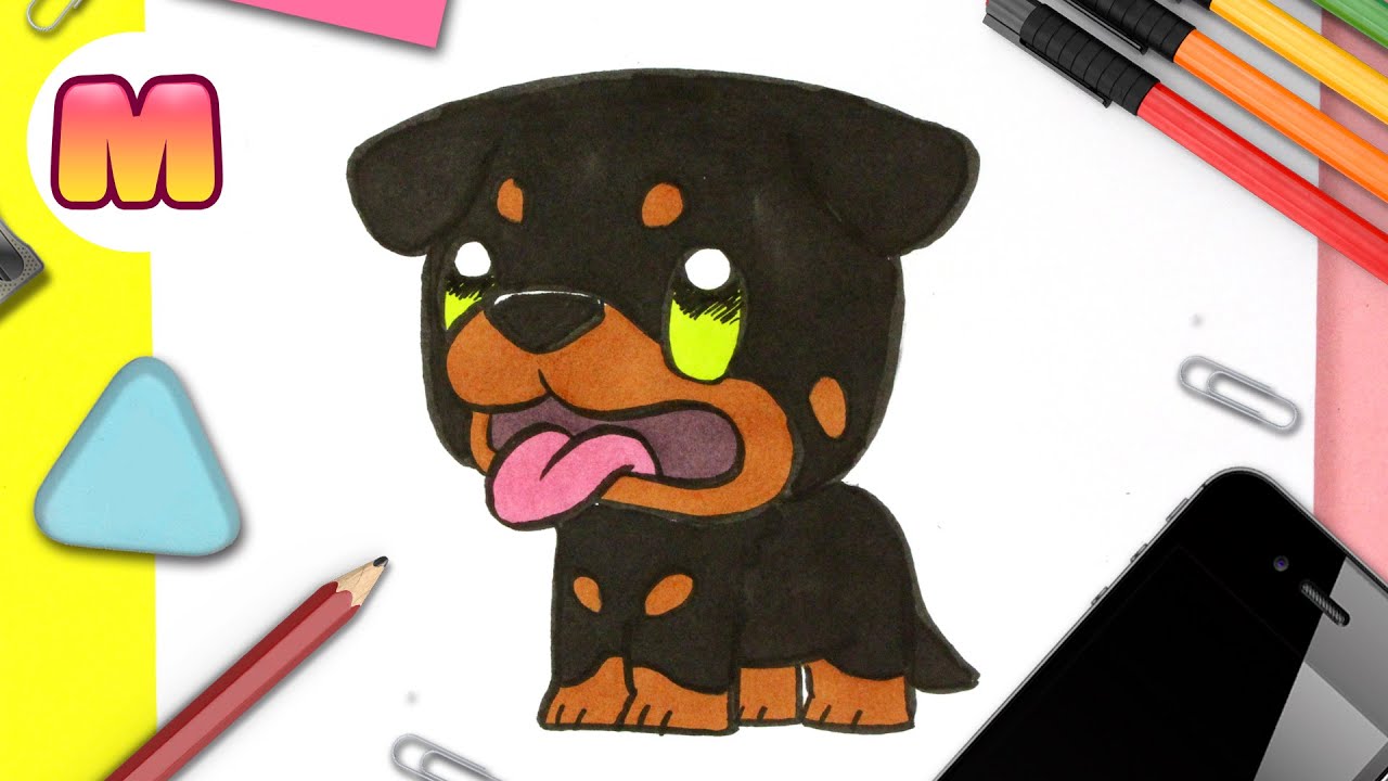 Cómo dibujar un PERRO ROTTWEILER KAWAII paso a paso ❤️ Tu puedes dibujar un  perrito muy fácil - thptnganamst.edu.vn