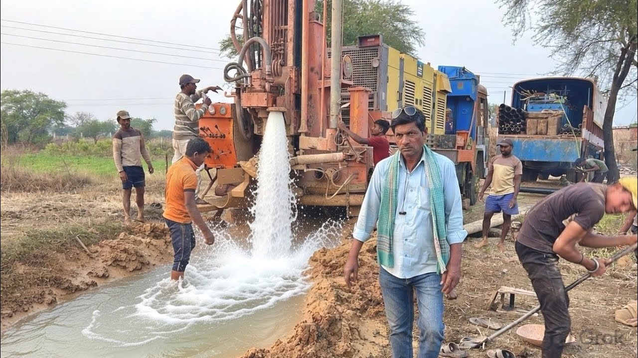 Borewell Drilling - 25 Hp Motor 176 Feet Deep boring With Coconut water checking Method | Borewells